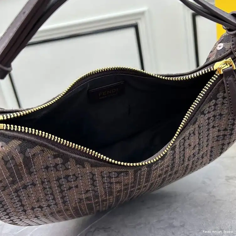 Cheap In Fendigraphy Bag Motif FF Fendi Sequins Brown Hobo Fabric Small with 0513